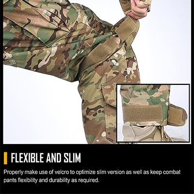 Pantaloni tattici Verde militare Design a strappo per gamba stretta