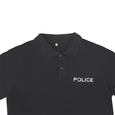 Polo nera della polizia personalizzata con abbottonatura