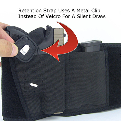 Clip in metallo per fondina per pistola con fascia ventrale